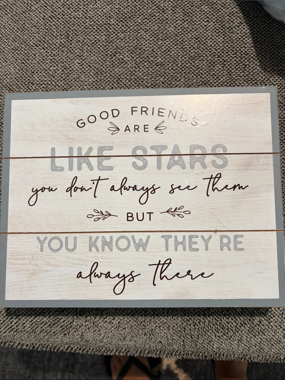 Good Friends Are Like Stars Wall Art - White & Gray Rustic Sign